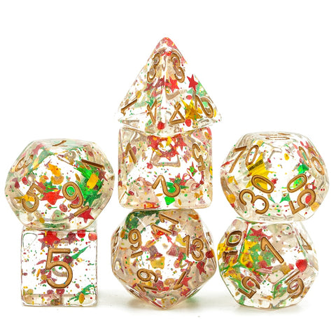 Christmas Glitter Polyhedral Dice Set