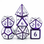 White or Black Metal Polyhedral Dice Set
