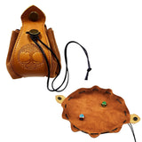Genuine Leather Drawstring Dice Bag and Mat
