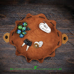 Genuine Leather Drawstring Dice Bag and Mat
